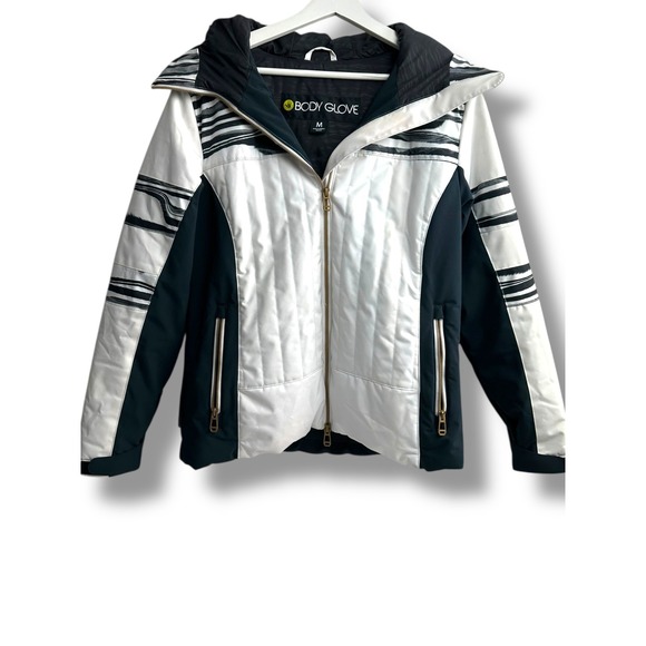 Body Glove Jackets & Blazers - Body Glove Womens Ski Snowboard Jacket White Black Gray Print Hooded Size M